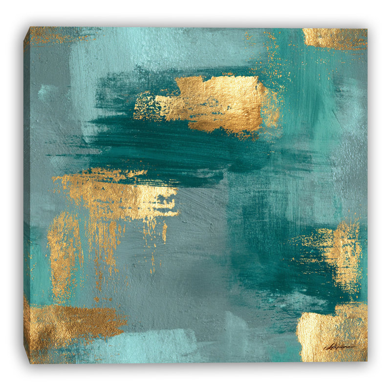 Toile tendue horizon bleu sarcelle, H 12 po x l 12 po x P 1 po