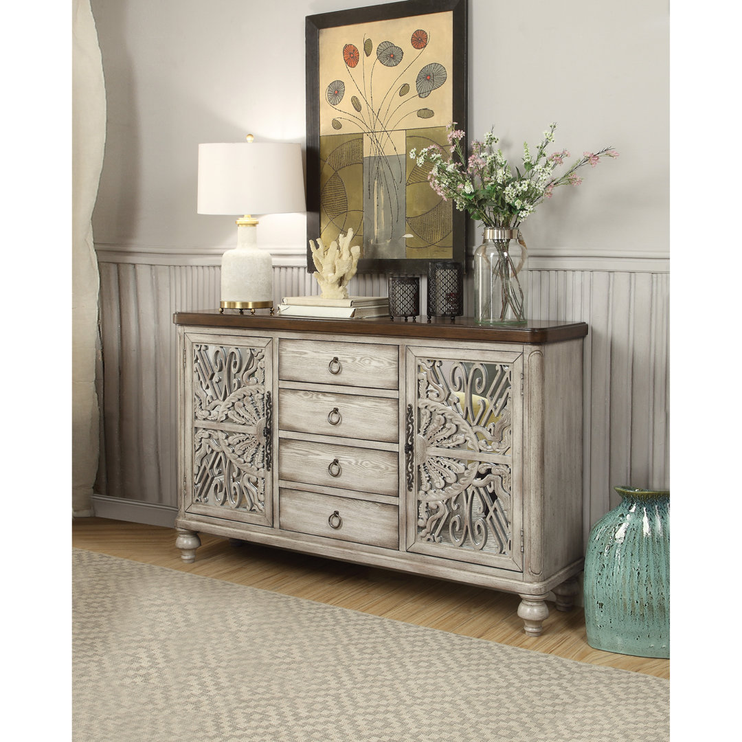 Agen 4-Drawer Sideboard in Antique White Kelly Clarkson Home