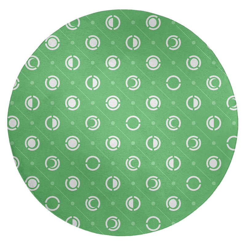 Chenille Geometric Indoor Rug, Round 5'