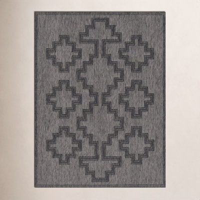 Ava Charcoal Moroccan Outdoor Rug