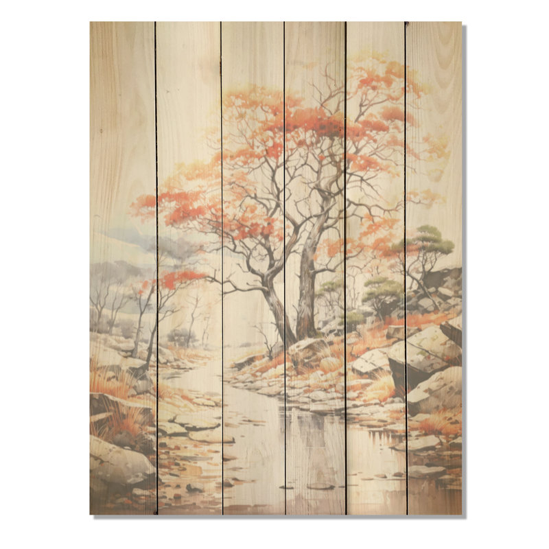 Expression abstraite d'un chêne mystique - Art de chêne sur bois de pin naturel, H 32 po x l 24 po