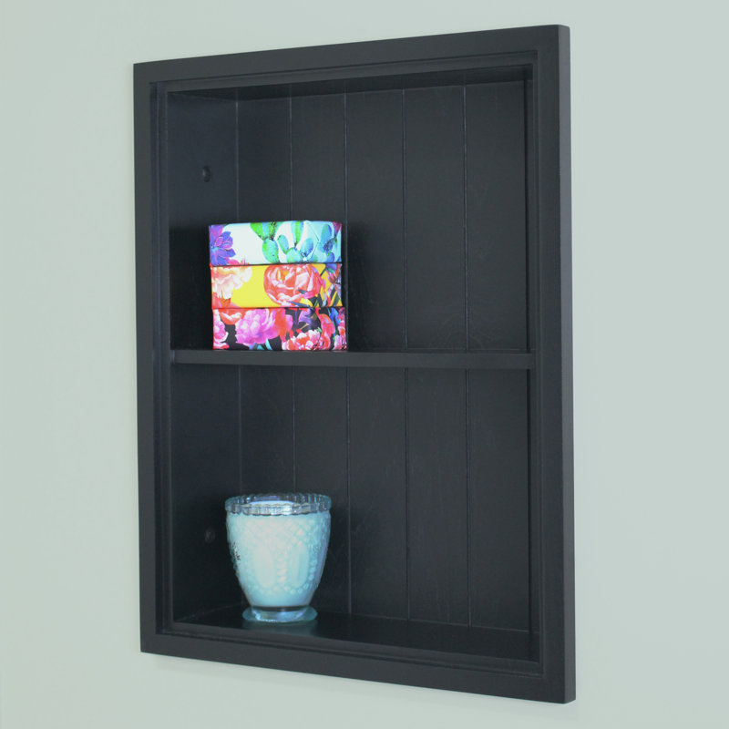 Niche murale encastrée 14 x 18 Sloane, Dossier noir en lambris noir