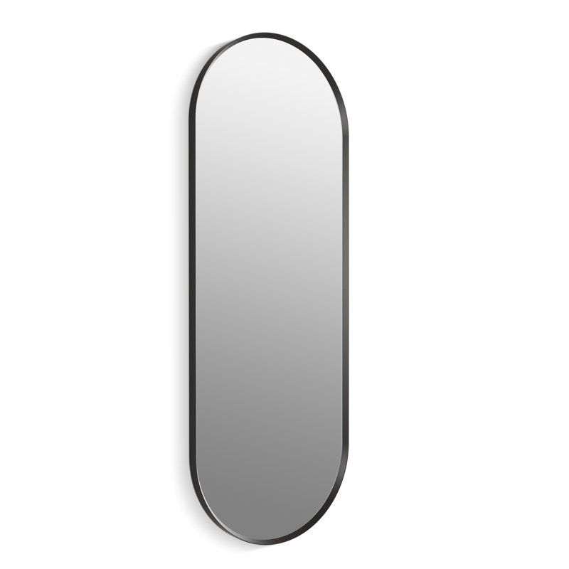 Essential Capsule Wall Mirror, Bathroom/Vanity Mirror with Frame, Matte Black, 60" x 22"