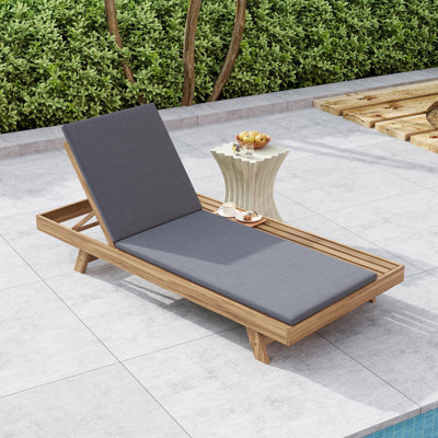 Acacia Wood Adjustable Chaise Lounge Set with Water-Resistant Cushions for Outdoor Relaxation and Comfort