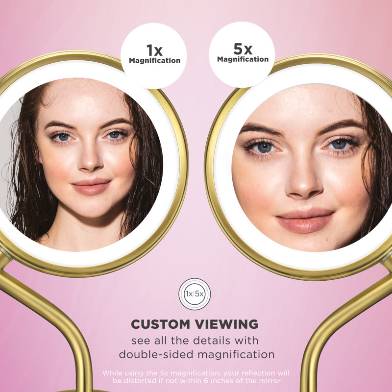 Brushed Brass LED Lighted Magnifying Vanity Mirror