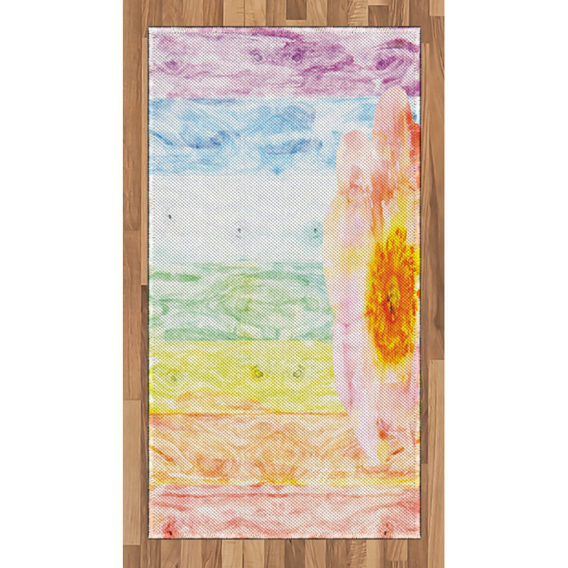 Wooden High Density Long Fiber Poly Threads Decorative Area Rug Carpet, Rectangle 2'7" x 5'
