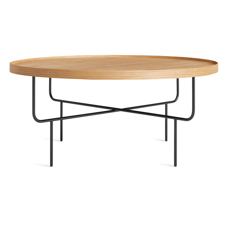 Roundhouse Solid Wood Coffee Table, White Oak, Black