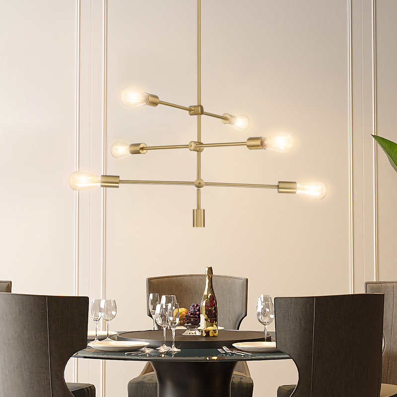 Luminaire suspendu linéaire noir entrelacé Kreios PILB-6L, Or