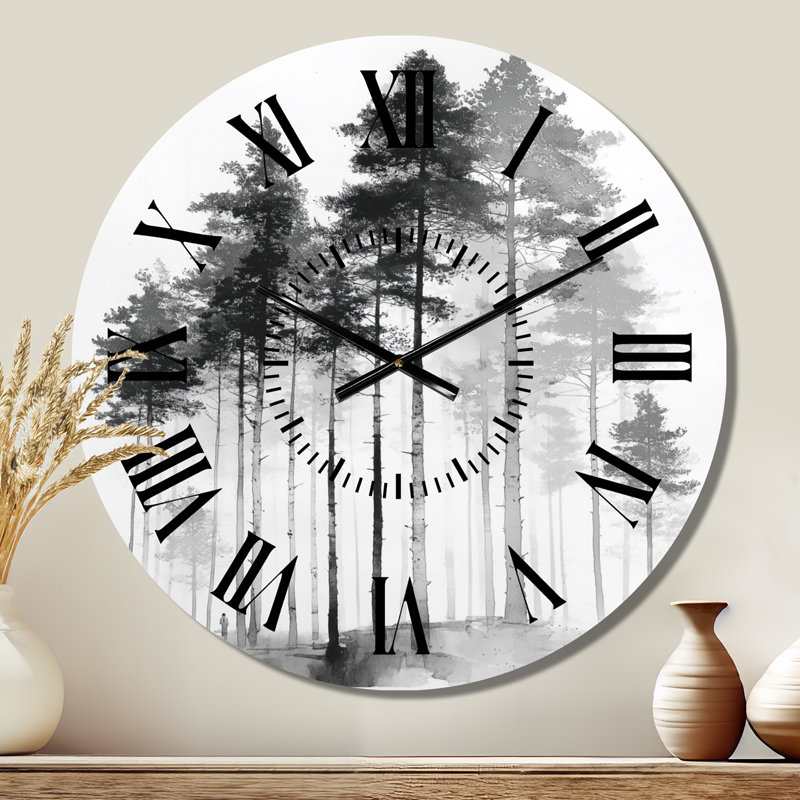 Horloge murale ronde en métal noir et blanc, Petit