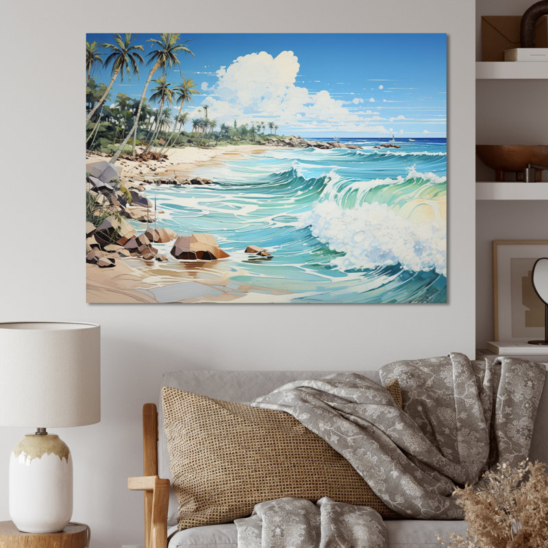 Bleu tropical Serenity II - imprimé, H 16 po x l 32 po x P 1 po, Toile tendue