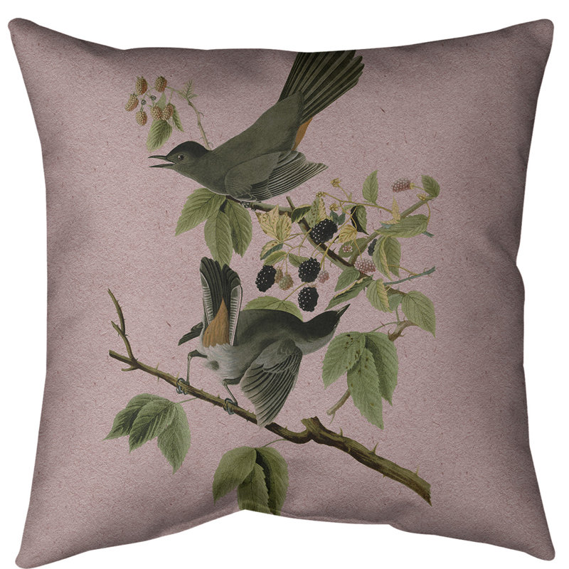 Coussin de sol pour chat avec oiseau John James Audubon-standard, Rose, 26 po x 26 po