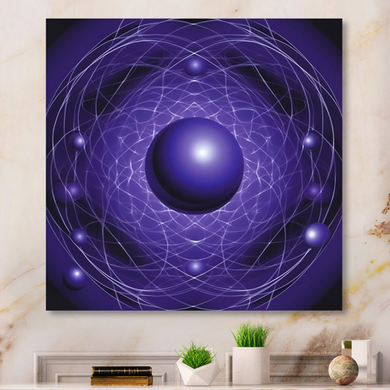 Space Atom Nucleus - mauve foncé - imprimé, H 36 po x l 36 po x P 1,5 po, Toile tendue