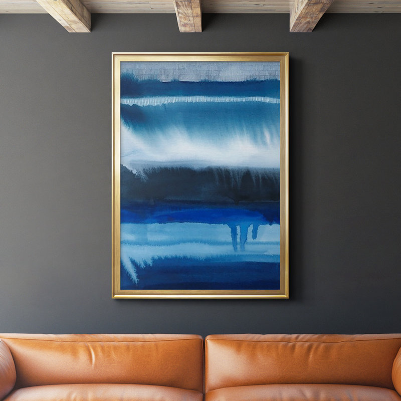 Deep Blue Shore II, reproduction encadrée de qualité supérieure - prête à être accrochée, Or, H 42,5 po x l 30,5 po x P 1 po
