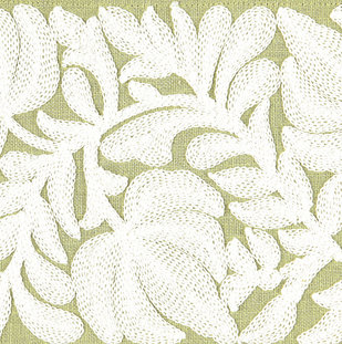 Botanica Coventry Embroidered Tape Fabric, Celery