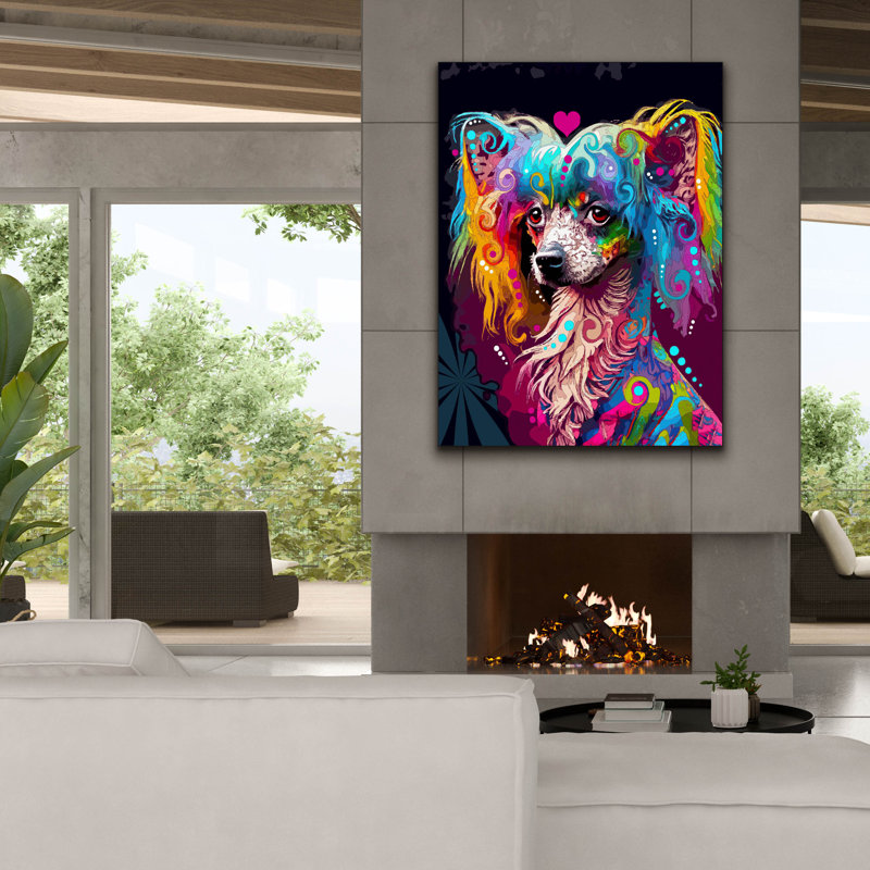«Chinois à crête» par Dean Russo, H 54 po x l 40 po
