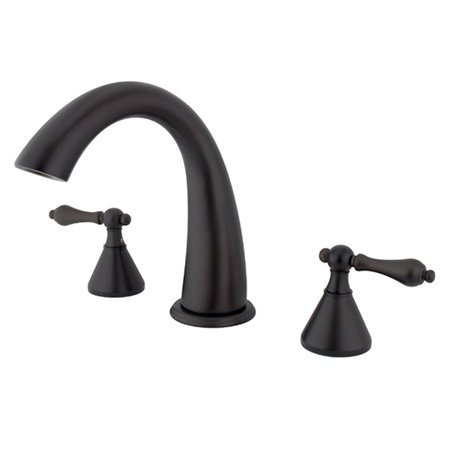 Double Handle Deck Mounted Roman Tub Faucet, Oil Rubbed Bronze