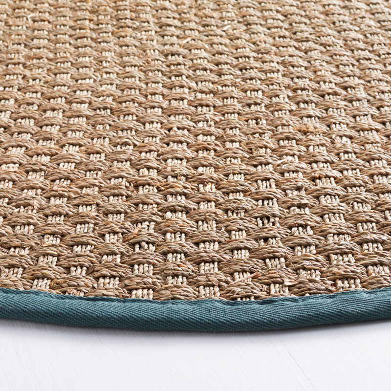 Auckland Natural/Light Blue Rug, Round 8'
