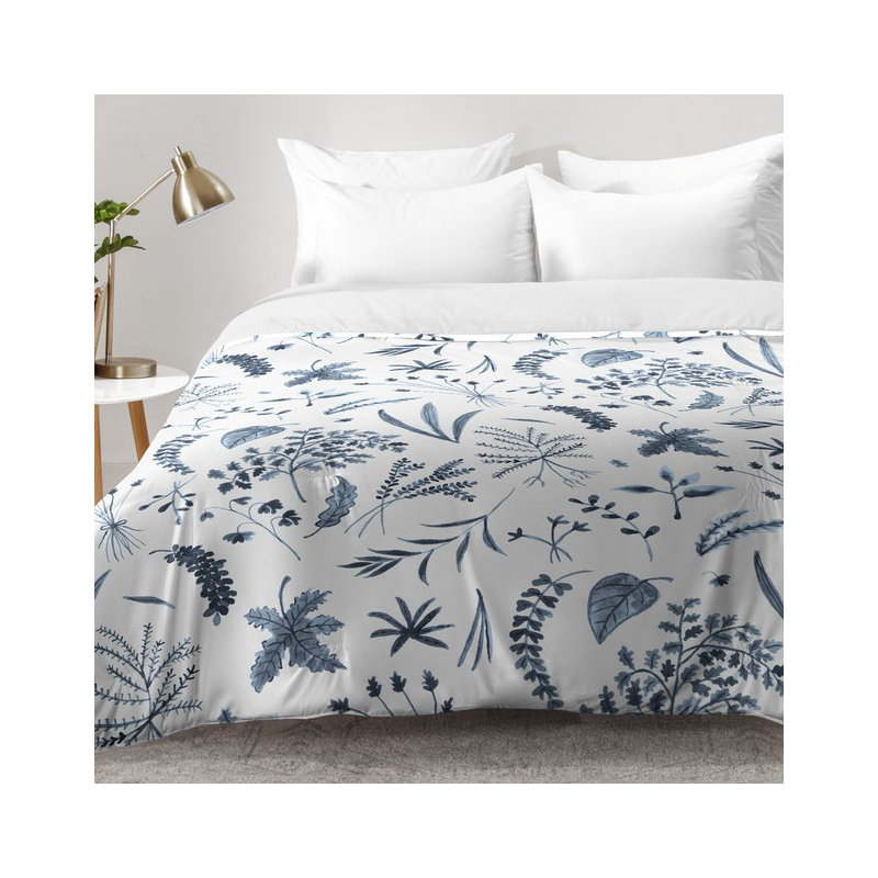 Kerrie Satava Modern & Contemporary Floral Comforter, Blue, Full/Queen Comforter + 2 Standard Shams