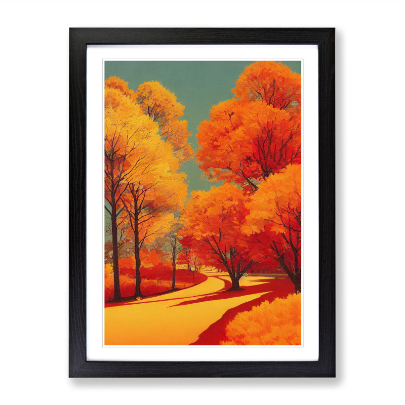 Autumn Forest Landscape Vol.4 - Single Picture Frame Print, Black Framed, 34cm H x 25cm W