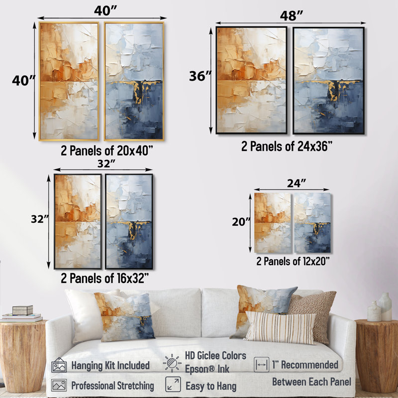 «Clouds Landscape Canopy Collage II», ensemble d'art mural traditionnel de 2, Impression encadrée flottante
