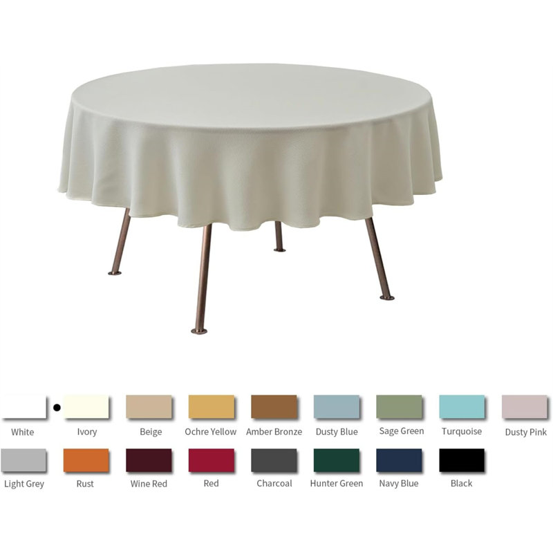 Grace Polyester Round Tablecloth, Ivory, 70" L x 70" W