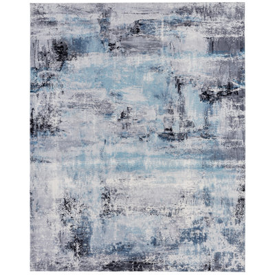 Abstract Area Rug in Blue