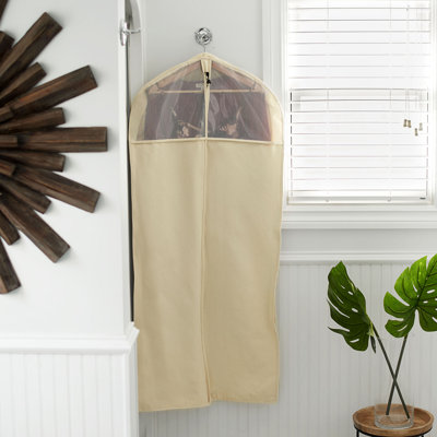Kiriko Cedarline Hanging Garment Bag, Durable Cotton Canvas Bag with Zipper, Textured PEVA Panels, Breathable and Snag-Resistant, Perfect for Protecting Dresses, Suits and More, Natural