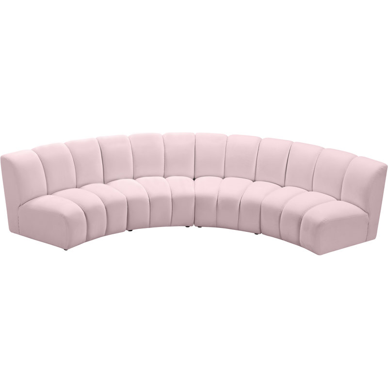 Canapé modulaire en velours Infinity, 4 pièces, Velours rose