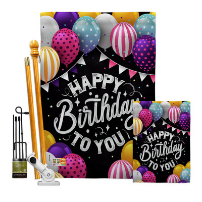 Birthday to you-impressions 2 faces en polyester 40 x 28 po Ensemble de drapeaux