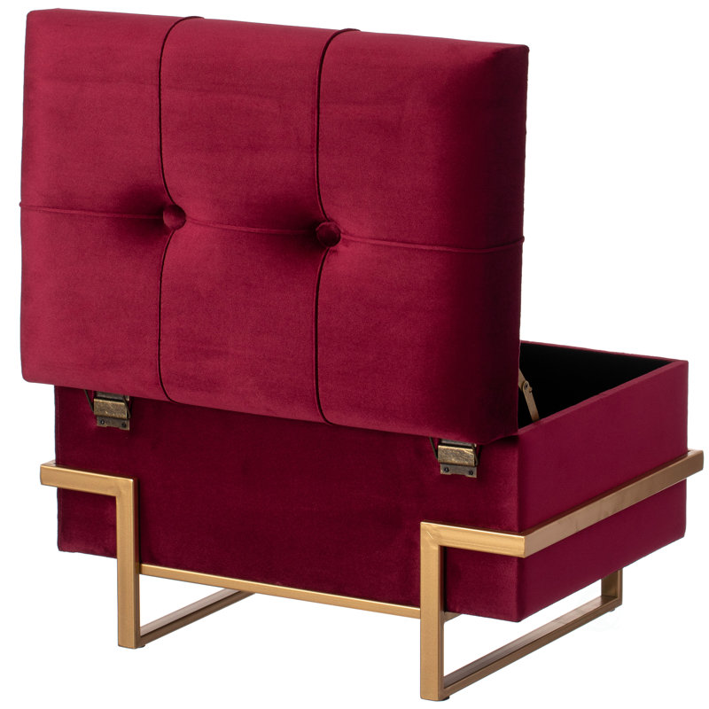 Havenhill Velvet Ottoman, Red Small