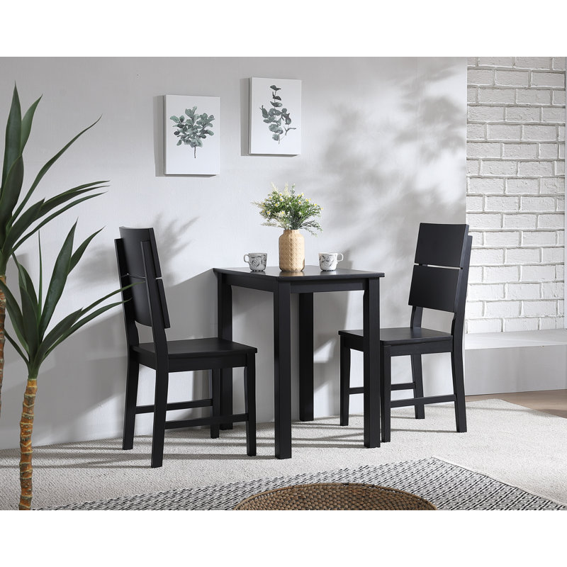 Seandrea Solid Wood Dining Table, Black, 75cm H x 70cm L x 50cm W