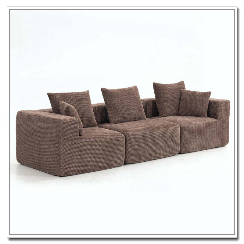 Canapé modulaire modulaire, Brun, 3, H 23,62 po x l 111,02 po x P 37,01 po