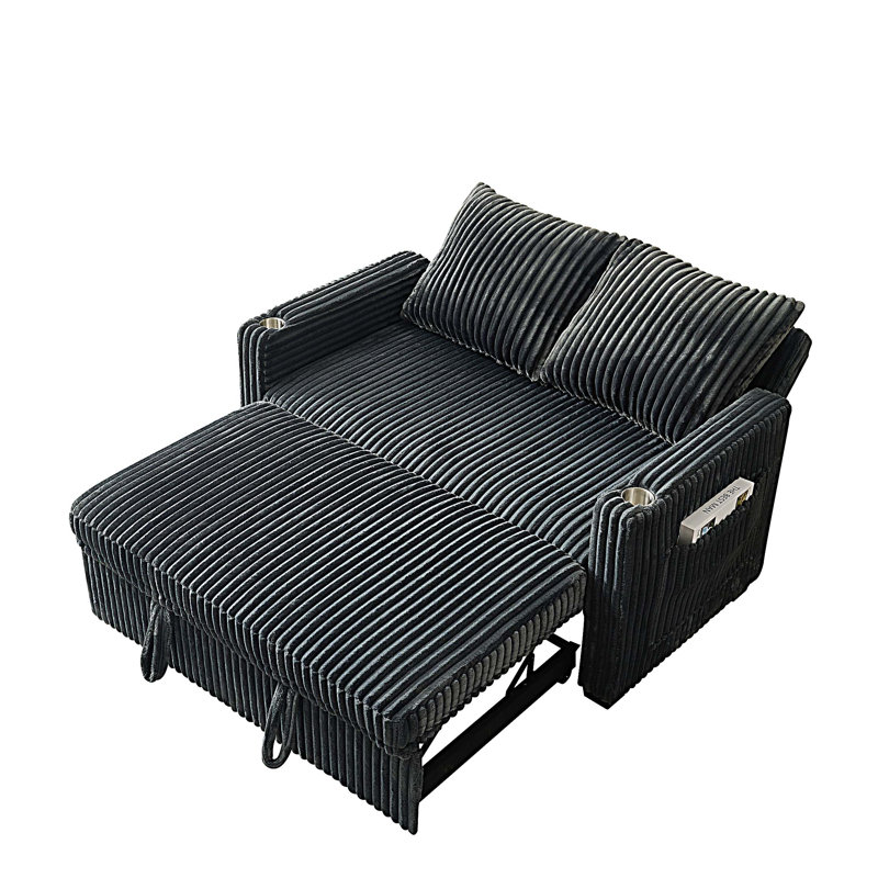 Corduroy Convertible Sleeper Sofa Bed, Gray