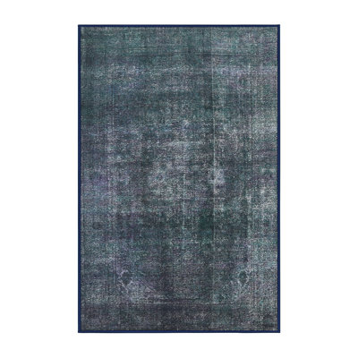 Tapis oriental bleu sarcelle / noir