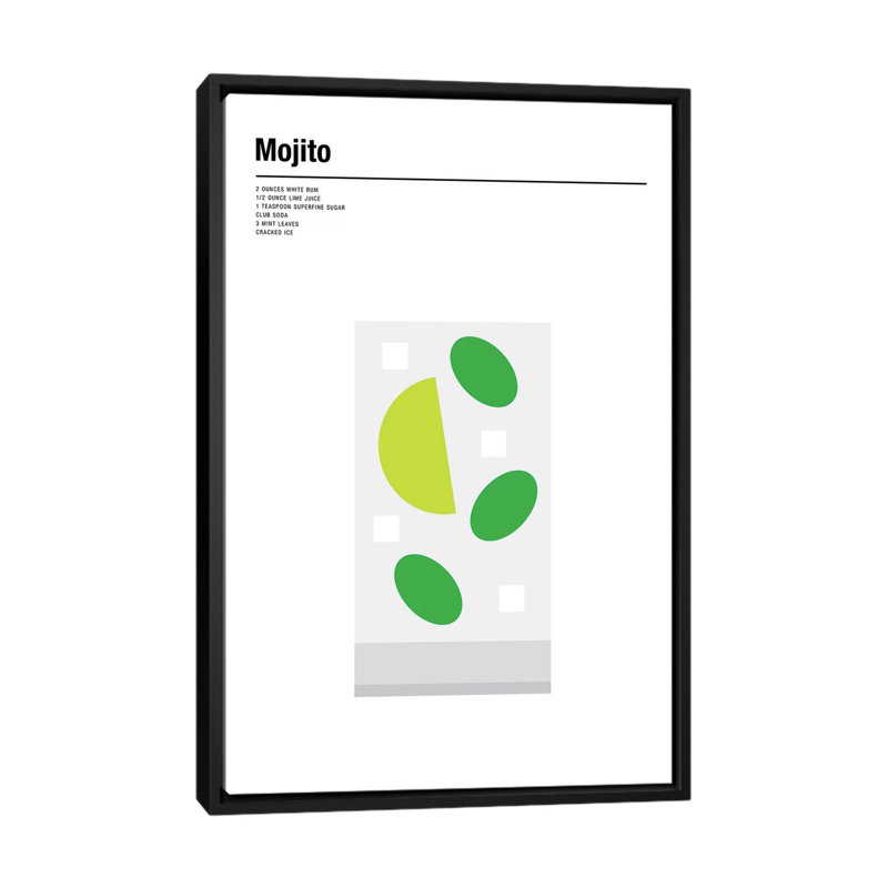 « mojito », impression sur toile, H 26 po x l 18 po x P 1,5 po, Toile avec cadre noir, Pas de tapis