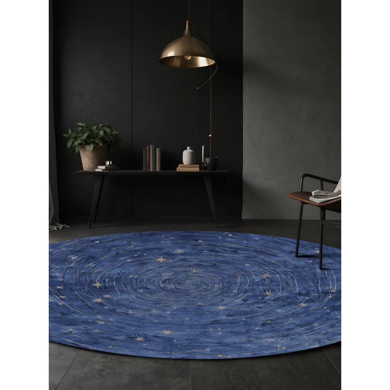 Tapis gris soyeux et moelleux, Rond 3 pi