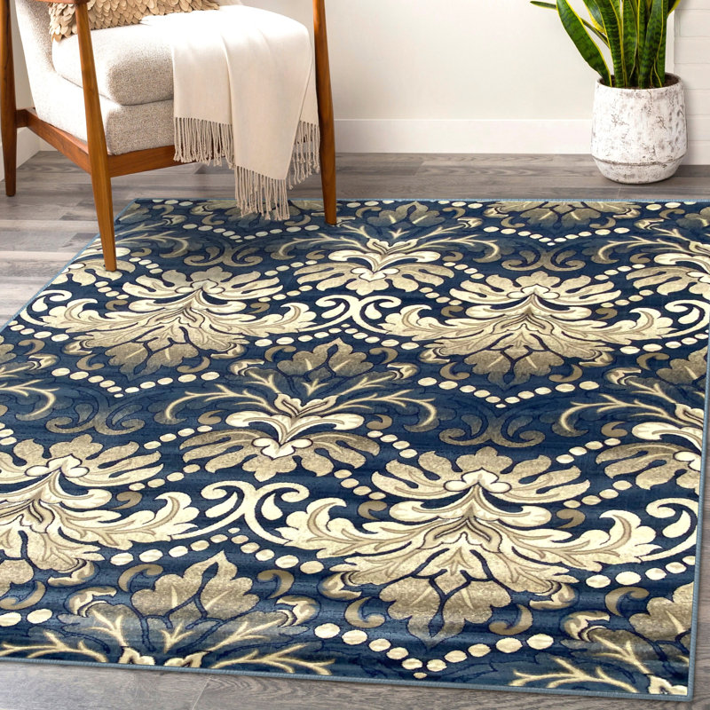 Tapis décoratif à motif floral Mathis, Rectangle 5 pi x 7 pi