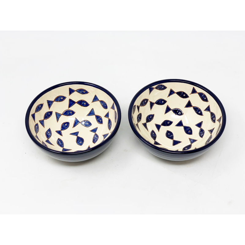 Blue & White Fish - Appetiser Bowl - Blue Fish - Set Of 2