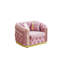 Canapé Chesterfield de 40,6 pouces de style Mid-Century moderne à 1 place, canapé en velours de luxe rose et doré pour fauteuil de salon avec décoration en acier inoxydable et 2 coussins décoratifs-1642461959