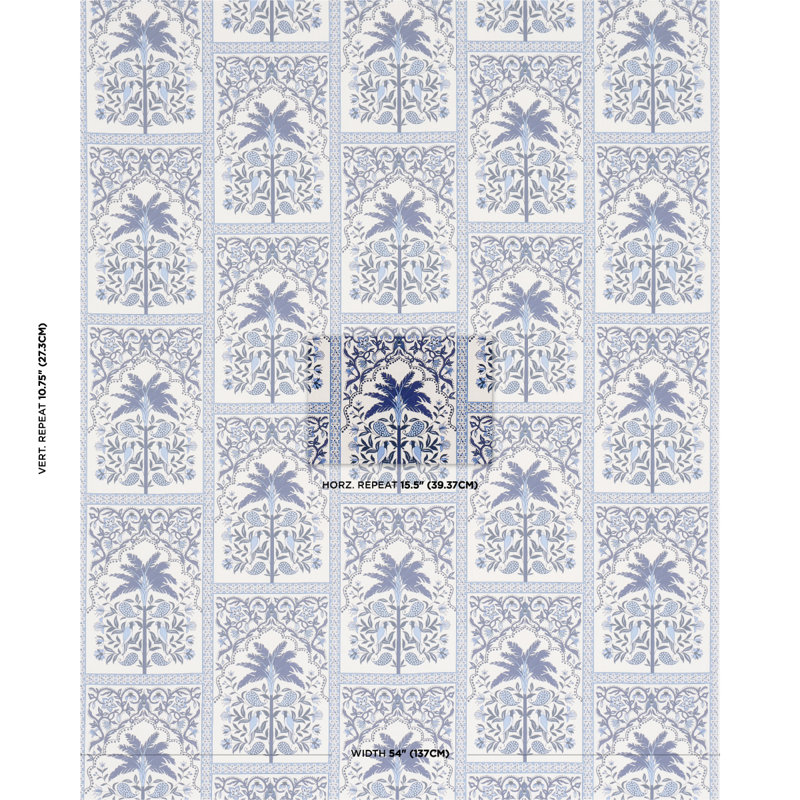 Schumacher X Johanna Ortiz Amazonas Mystique Fabric, Tropical Shades Of Blue