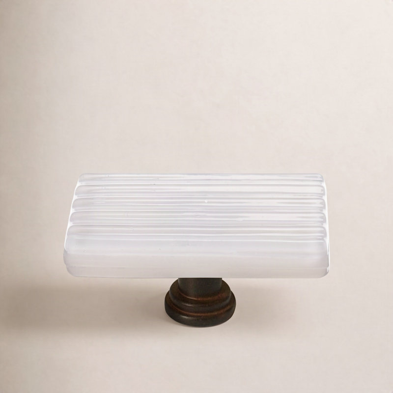 Rectangular Knob, Oil Rubbed Bronze, White Reed