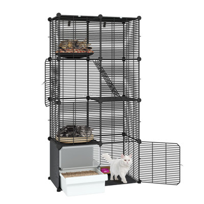 Cage à 4 niveaux avec bac à litière