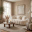 Grands canapés beige en fausse fourrure ultra-doux, style salon moderne