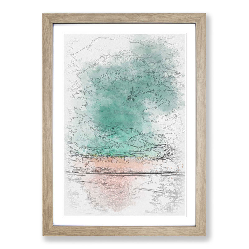 South Beach View In Miami Florida - Single Picture Frame Painting on MDF, 63cm H x 45cm W x 2cm D, Oak Framed