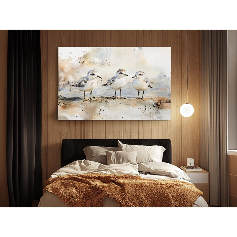 Reproduction d'art sur toile, oiseaux de plage, reproduction de nature côtière pour le bureau à domicile, H 24 po x l 36 po