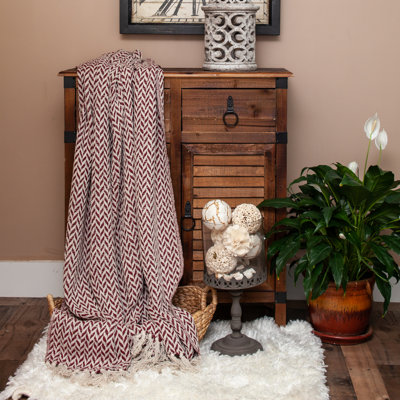 Parkland Collection Burgundy 52" x 67" Woven Handloom Throw