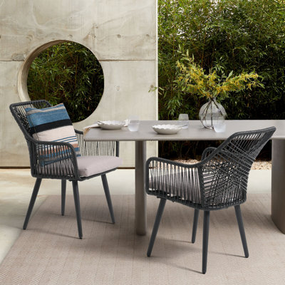 Outdoor Rattan Dining Chairs With Cushions by George Oliver