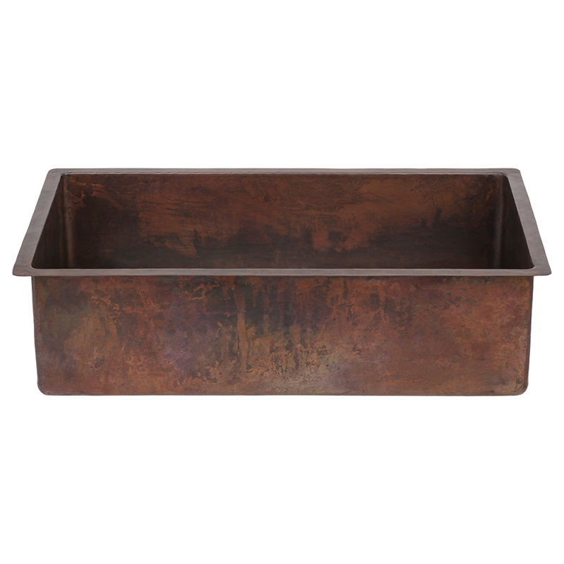 33" Hammered Copper Single Basin Kitchen Sink