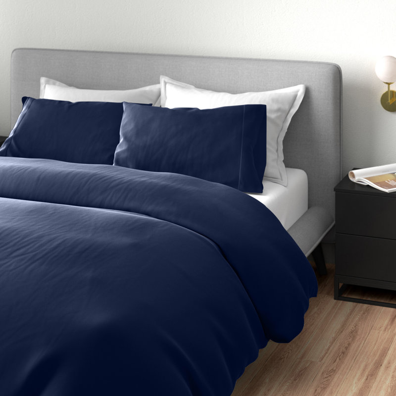 Cotton Solid Colour Duvet Cover Set with Pillowcases Included, Powder Pink, King Duvet Cover + 2 Standard Pillowcases