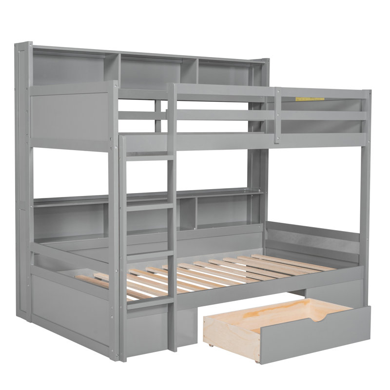 Lits superposés simples peu encombrants avec rangement multifonctionnel, conception moderne en bois de pin, idéal pour la maison